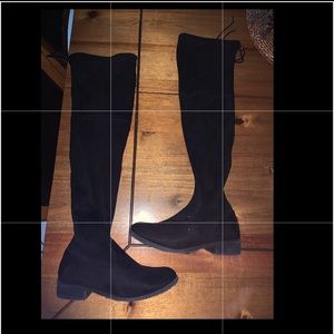 Black over the knee platform boots
